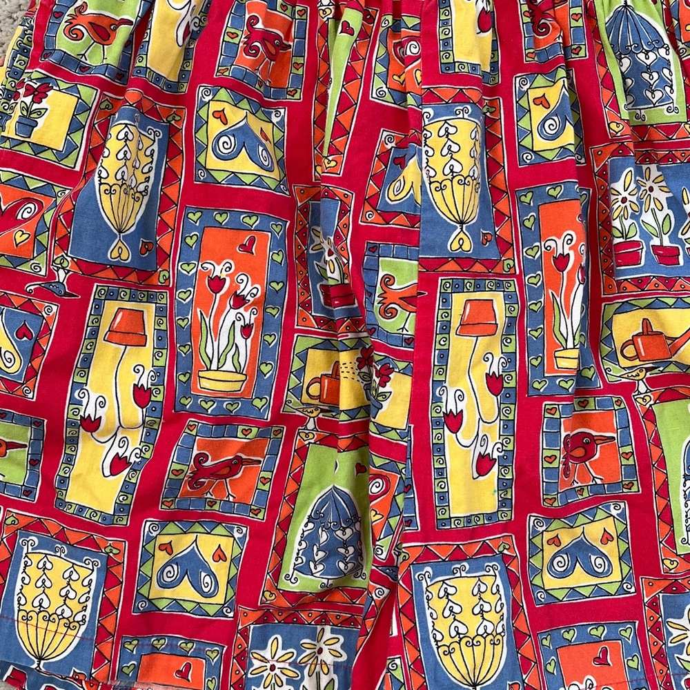VINTAGE Gymboree RAINBOW tag Floral Red tie tank top with shorts and pockets - Picture 7 of 11